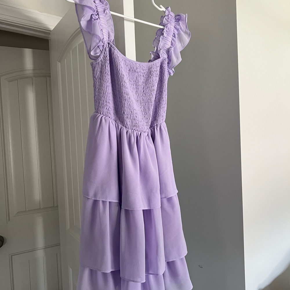 Lavender Ruffle Tiered Dress